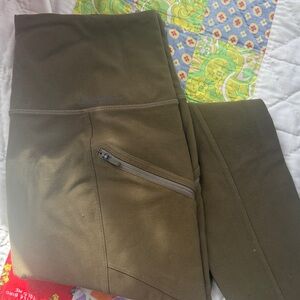 Eddie Bauer Olive Green Leggings with Pocket